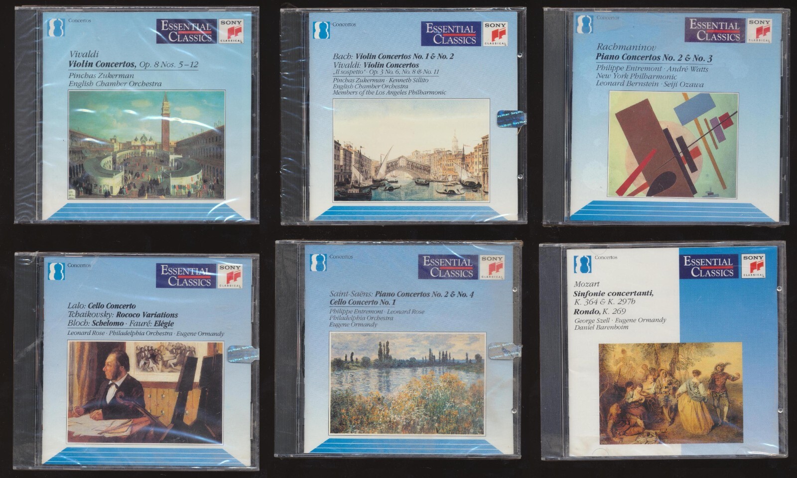 Lot of 6 Sealed Concertos Vivaldi, Bach, Mozart, Saint-Saens, Lalo, Rachmaninov