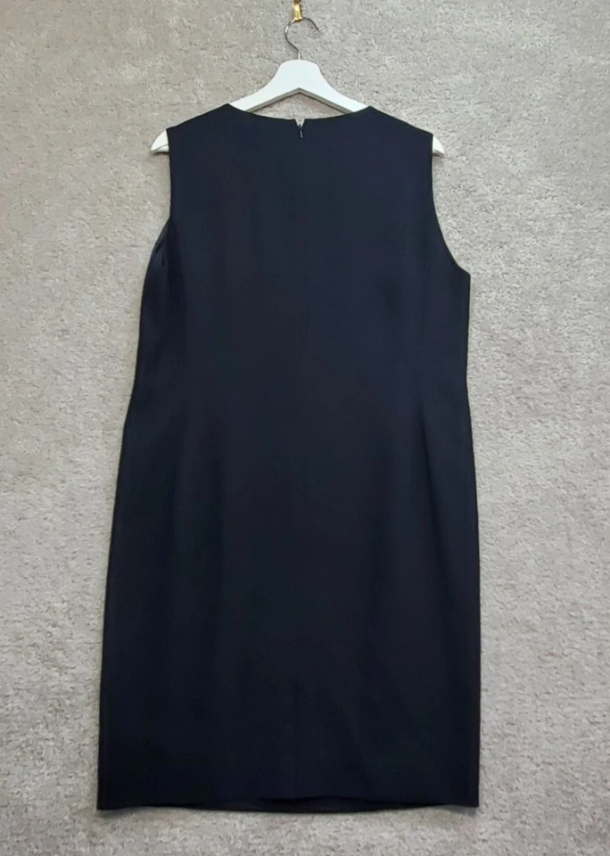 Vestido recto Linda Allard Ellen Tracy para mujer 14 negro forrado cuello redondo cremallera trasera Foto 2 de 4