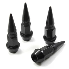 4 Black Aluminum Metal Spike Wheel/Tire Valve Stem Car-Truck Air Caps Covers