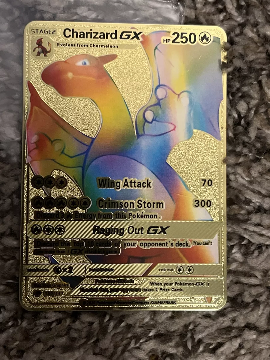 Carta Pokémon Charizard gx Shiny Gold Dourada Ultra Secreta Rara