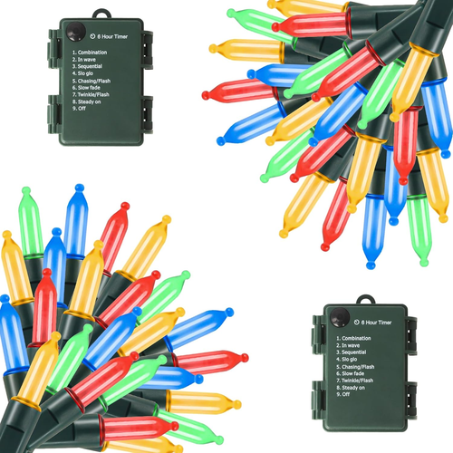 Battery Operated Christmas Lights, 2 Pack 50 LED 16FT Waterproof Battery Lights,