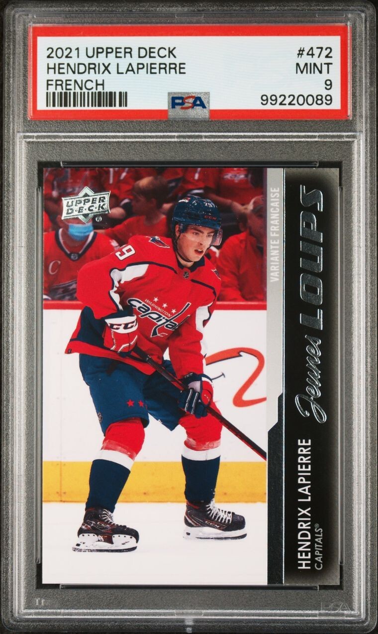 2021 Upper Deck Hendrix Lapierre Young Guns RC SP French #472 Capitals PSA 9
