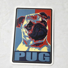 PUG Dog Red Blue Yellow Rectangle Sticker 1 5/8"x2 3/4" New