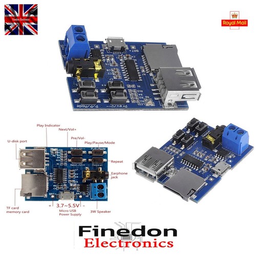 SD Karte USB Disk MP3 Decoder Platine PCB Modul Verstärker Decodierung Audio Player - Bild 2 von 5