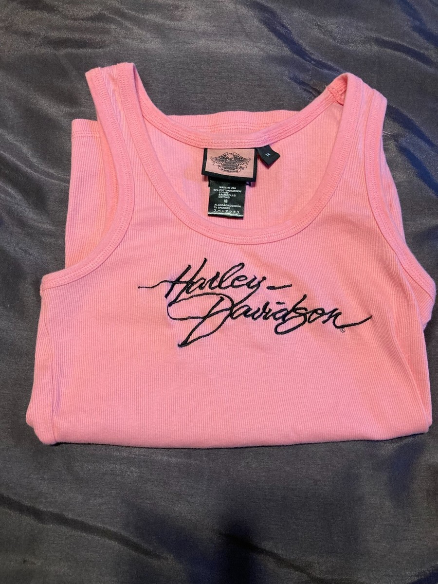 Harley Davidson Women's Pink Label Embroidered Tank Top SZ M Pre