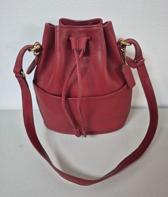 Authenticated Vintage COACH #9804 Equestrian Drawstring Red