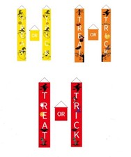 Halloween Trick Or Treat Door Porch Banner Hanging Sign Outdoor Party Home Decor