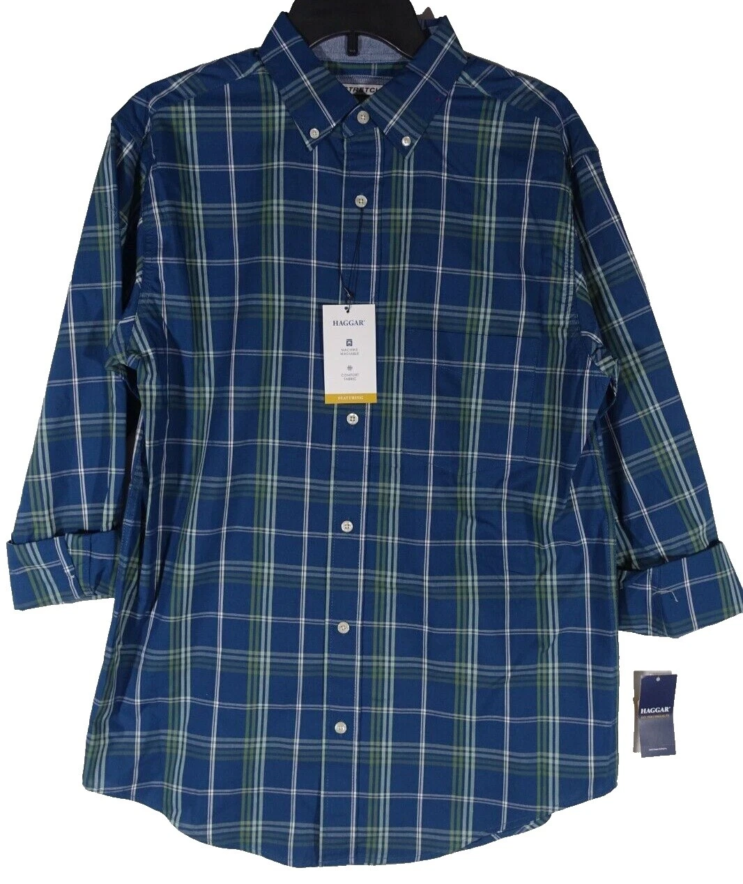 Haggar Polyester Long Sleeve Casual Button-Down Shirts for Men
