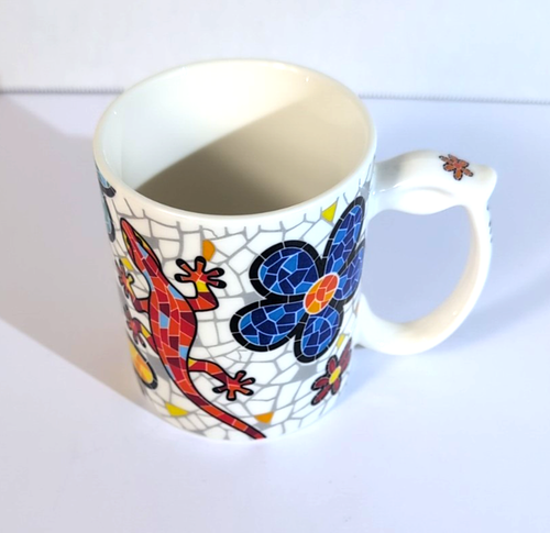 Ole Mosaic Mug, Lizards & Flowers Mosaic Art Works Pattern, 12 oz in EUC - Picture 9 of 9