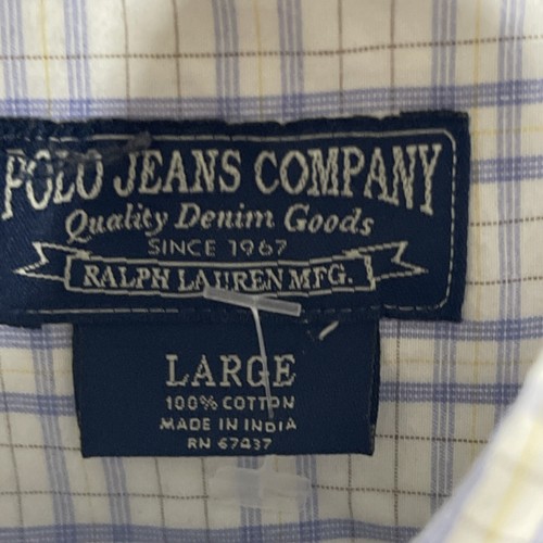 Polo Jeans Company De Colección Para Hombre Con Botones Manga Corta Azul Blanco A Cuadros Talla L - Imagen 9 de 18