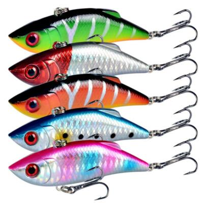 5pcs box hard vib metal wobble fish 5PCS Minnow Fishing Lure VIB Crankbait Wobble Sinking Hard Bait Treble Hook  Bass