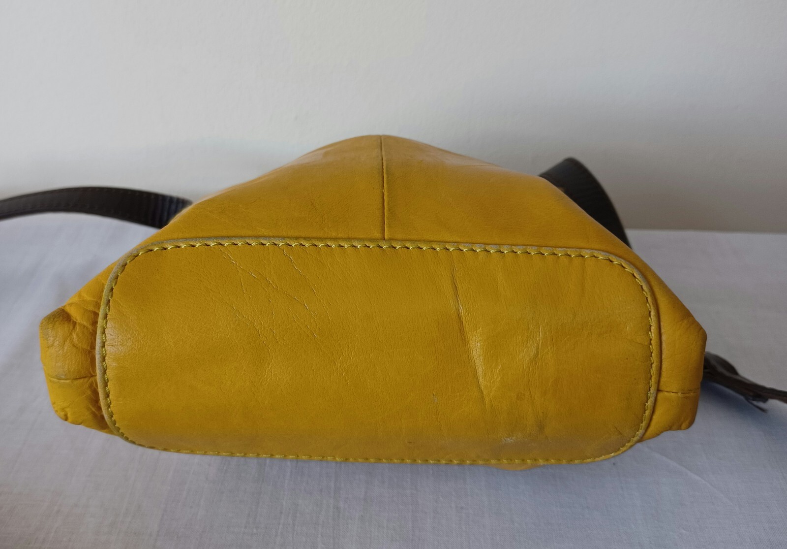 White Stuff Mustard Yellow Leather Crossbody Shoulder Messenger Bag eBay