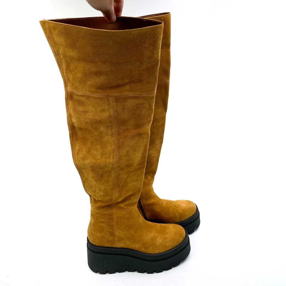 Botas Free People London Calling Over the Knee plataforma gamuza tostada talla 38/8 Foto 4 de 4