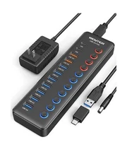 Powered USB 3.0 Hub, Wenter 48W 11-Port USB Hub Splitter (7 Faster Data Trans...