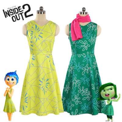 Cosplay Inside Out Joy Disgust Kleid Halloween Erwachsene Kinder Prinzessin Röck