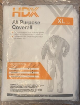 HDX All Purpose Coverall XL  692 073 Durability Breathability ANSI-ISEA 101-1996