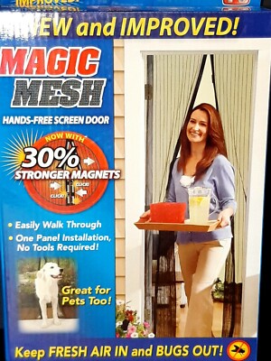 Magic Mesh Screen Door Hands Free 83 X 39 18 Magnets Insect Bug Barrier NEW