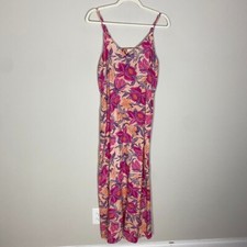 Old Navy Floral Maxi Dress Womens Medium Tall MT Sleeveless V Neck Tropical