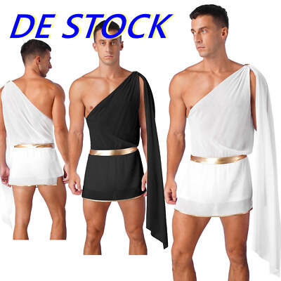DE Herren Halloween Cosplay Eine Schulter Overall Männer Griechische Gott Toga