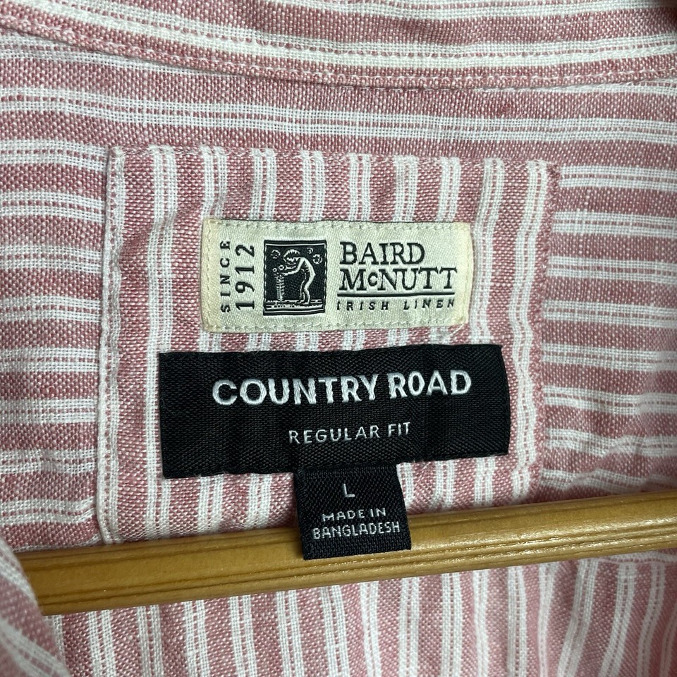 Country Road Baird Mcnutt Irish Linen Shirt Mens Large Long Sleeve Red