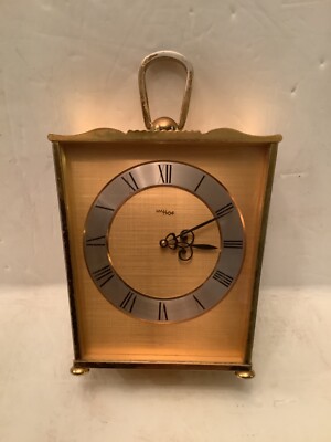 Rare Vintage  Imhof Swiss 8 Day 15 Jewels Gilt Brass  Desk Clock. Works