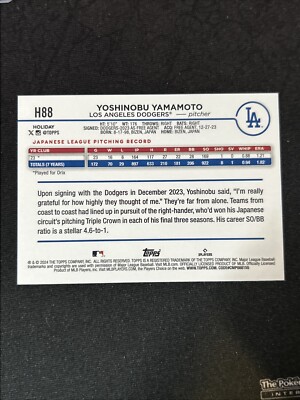 2024 Topps Holiday - Holiday Variation #H88 Yoshinobu Yamamoto (RC