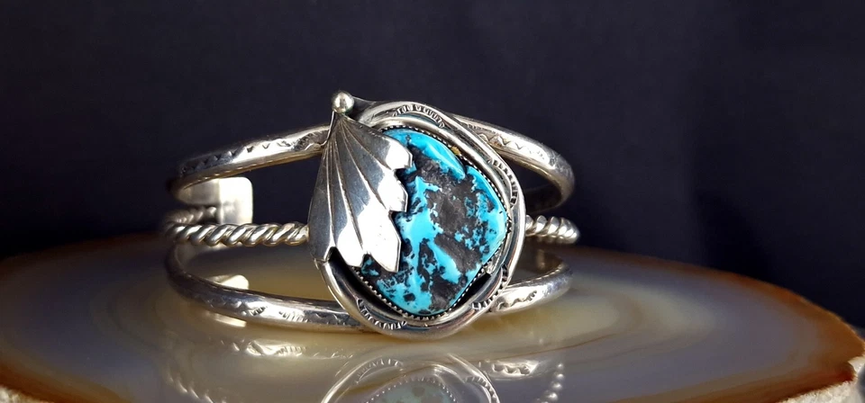 Armreif Silber Türkis Indianer massiv - zauberhaft & auffällig - Bild 3 von 4