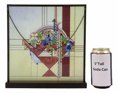Frank Lloyd Wright Metal Framed May Basket Stained Glass Desktop