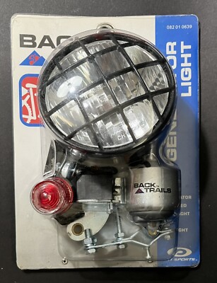 New Black Trails 6 Volt 3 Watt Generator Powered Headlight & Tail Light PTI