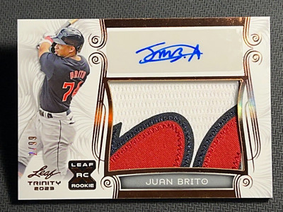 2023 Leaf Trinity AWESOME !! WORN PATCH ROOKIE AUTO Juan Brito 2/99