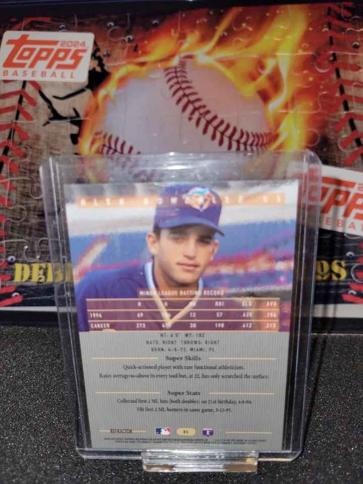 1995 Bowman's Best Red Refractor Alex Gonzalez #85 - Image 2 of 2