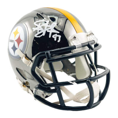 #ad Troy Polamalu Signed Pittsburgh Steelers Chrome Speed Mini Football Helmet JSA $286.95