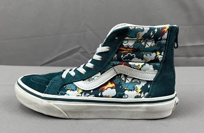 ★vans★Hi-STANDARD 27cm VANS High Top Shoes With Dragons 721356 Green Lace Up & Zip