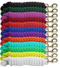 10' foot x 3/4" BRAIDED COTTON LEAD ROPE w/ Brass snap Horse training 10 COLORS 