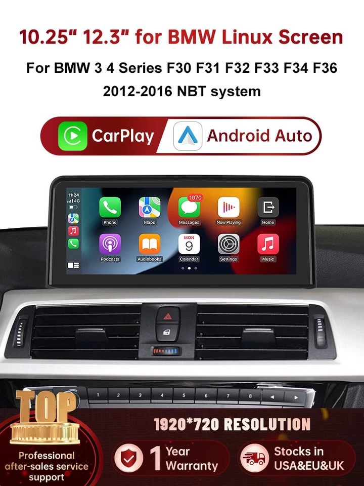 10.25"CarPlay Android Auto Car Multimedia Touch Screen For BMW F32/F33/F36 NBT - Image 2 of 4