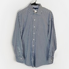Tommy Hilfiger Dress Shirt Men's Large 16 Regular Fit Blue White Stripe Business