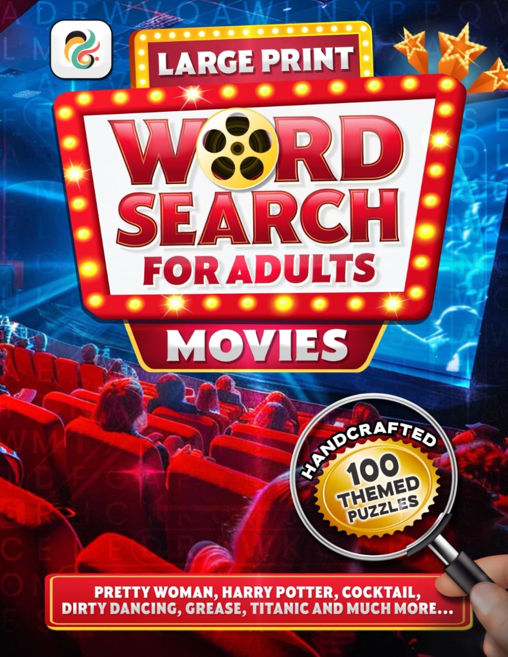 Movies Word Search Book For Adults, Large Print: 2500 Fun Words, 100 Puzzles, 1