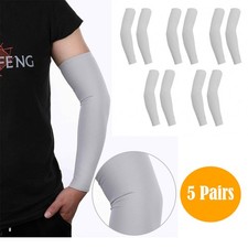 5 Pairs Cooling Arm Sleeves Cover UV Sun Protection Sports Outdoor For Women Men