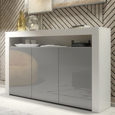 Image of 155cm TV Unit Cabinet | Stand Sideboard Cupboard | Grey High Gloss Doors