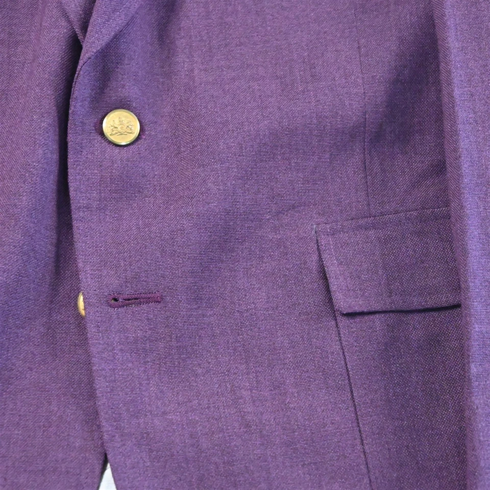 De Colección Hecho en EE. UU. 44R Púrpura Hopsack Botón Dorado Para Hombres Blazer Traje Chaqueta Abrigo Deportivo Foto 3 de 4