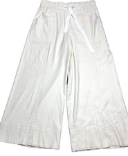 Anthropologie Maeve La Ponche Pull-On Ivory Linen Blend Wide Leg Pants M