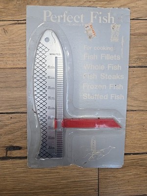 Vintage Perfect Fish Cooking Time Indicator Metal Measuring Tool 1983 NOS Zabars