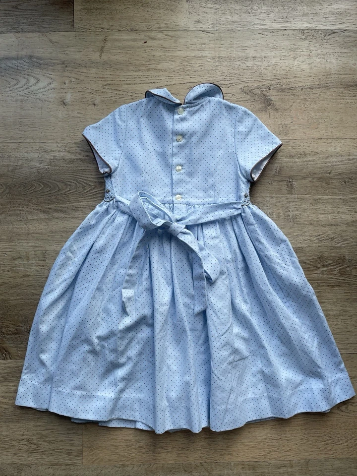 Vestido Luli & Me Azul Calado Talla 4 Cuello Peter Pan Clásico Estilo Reliquia Foto 4 de 4