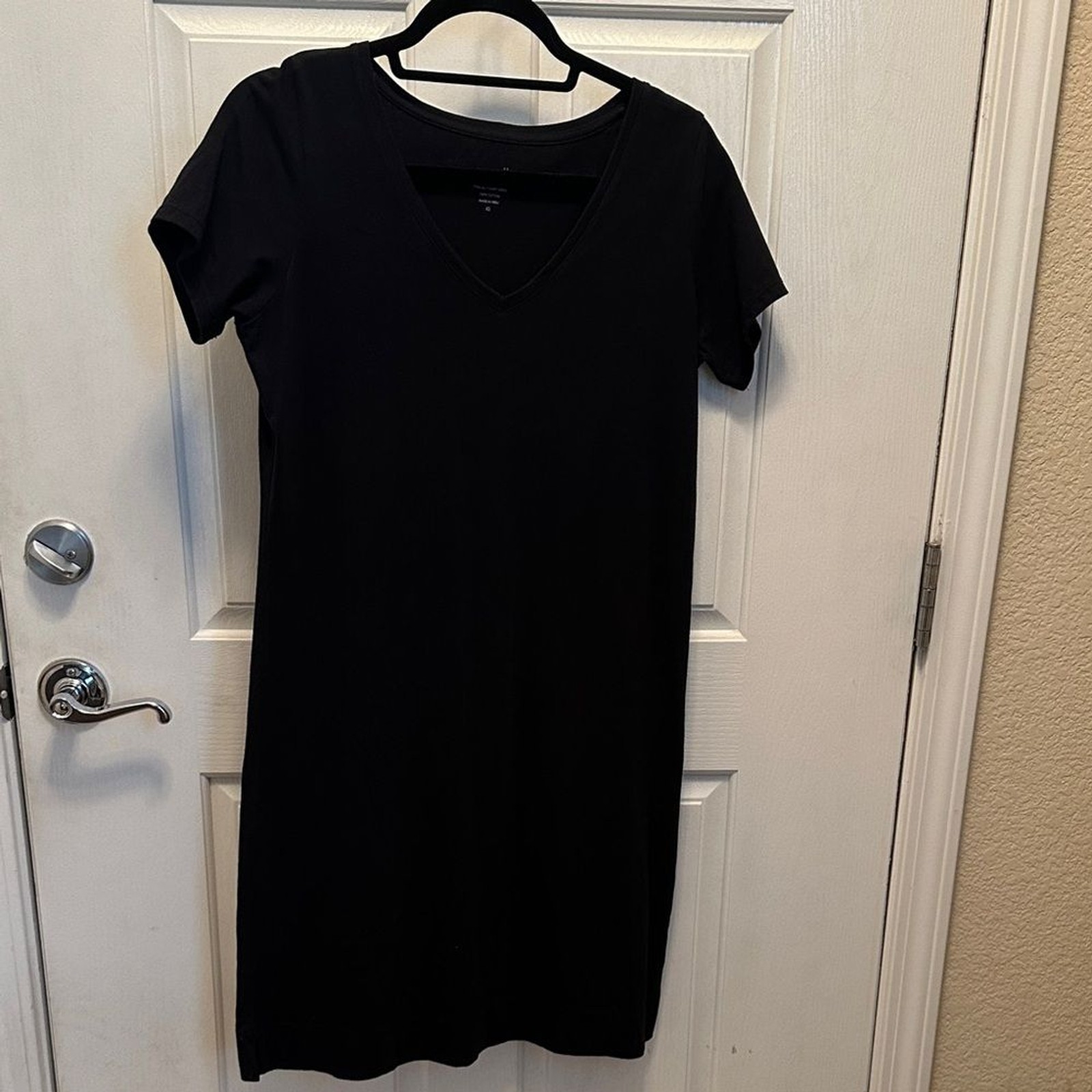 J. Jill Pure Jill Black 100% Cotton V-Neck T-Shirt Dress Size XS