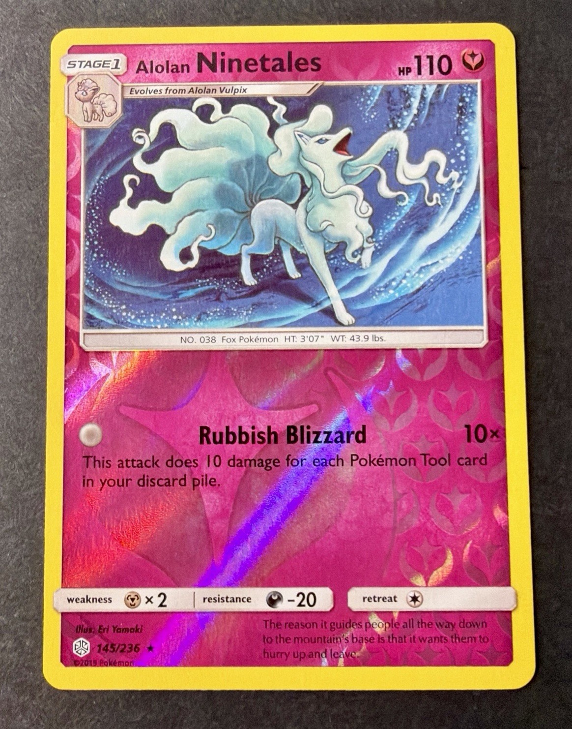 Alolan Ninetales 145/236 Sm-Cosmic Eclipse Reverse Holo - Pokémon TCG Card 2019