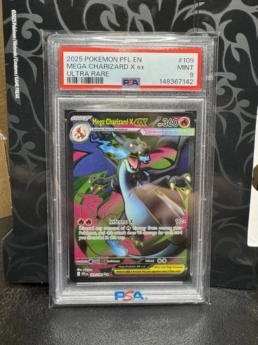 2025 Pokémon Phantasmal Flames Mega Charizard X Ultra Rare PSA 9