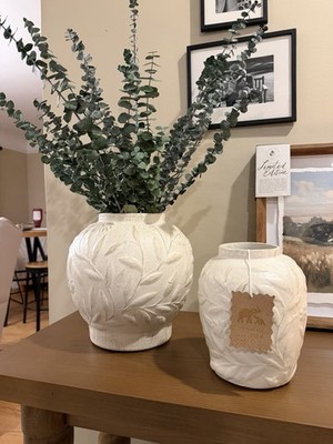 Set of Two decorative ceramic vases With Real Eucalyptus Plants (New With Tags)