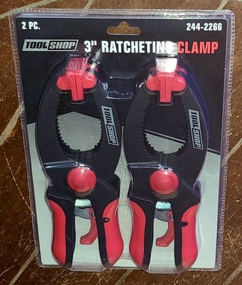 2pc TOOL SHOP 3'' Ratcheting Clamps with Rubber Grips #244-2266