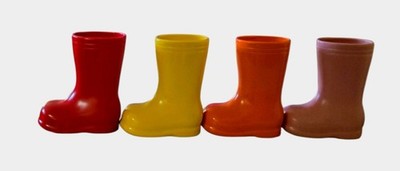 Nat &Jules Ceramic Multi Colored Boot Planters Set Of 4 6.75'' Tall 6'' Long NIB