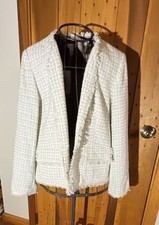 Chico's Chantal Tweed Open Front Jacket Antique Ivory Size 2